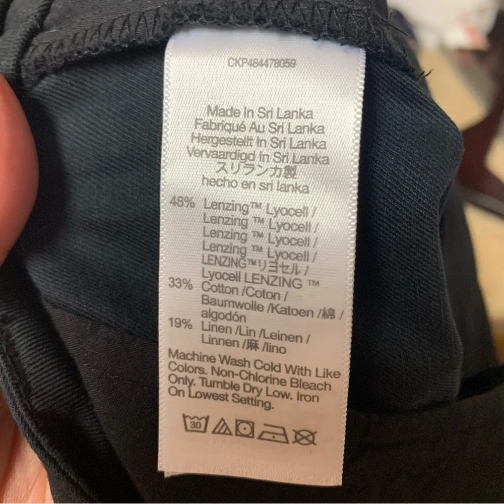 Madewell Harlow Wide Leg Trouser Pants Drapey Twill Black Pleated Cotton Linen 8 - Picture 9 of 9